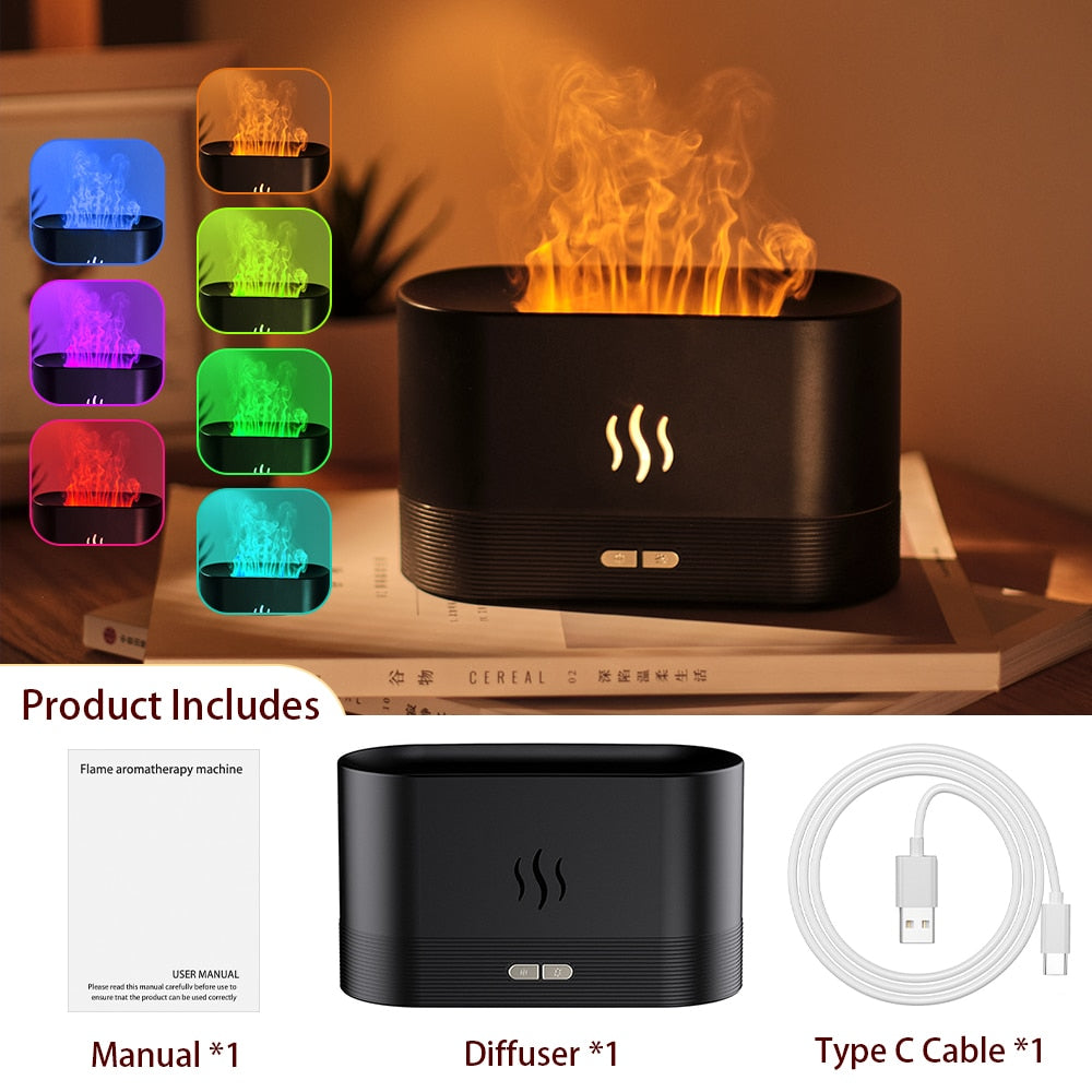 Fireplace Humidifier Crystal Salt Rock Fire Lamp Volcano Air Humidifier Flame Aroma Smell Essential Oil Diffuser for Home 5V 2A