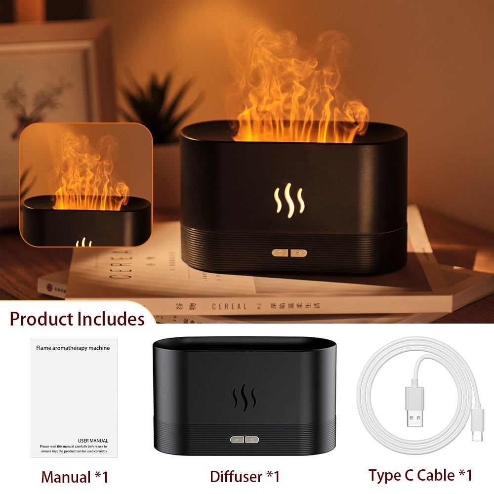Fireplace Humidifier Crystal Salt Rock Fire Lamp Volcano Air Humidifier Flame Aroma Smell Essential Oil Diffuser for Home 5V 2A