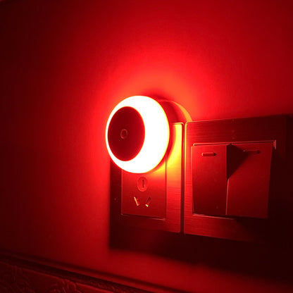 LED Night Light Smart Night Sensor Round Plug in Wall Night Lamp Bathroom Home Kitchen Hallway Staireway Bedroom Nightlight